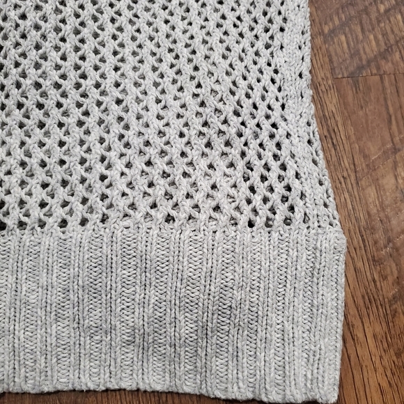 Express Gray Cardigan Open Knit Chunky Sweater Cotton Preppy Work Neutral Boho S - Picture 8 of 8